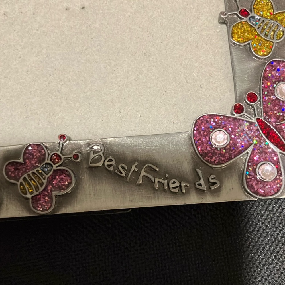 Pink and Yellow Pewter Butterfly Photo Frame with Rhinestone Accents - Picture 5 of 6